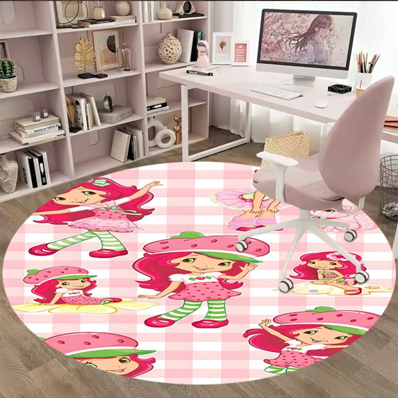 1pc Princess Strawberry10 Carpet, Round Rug, Comfortable, Suitable for Entryways, Living Rooms, Office, And Bedrooms, Christmas Decoration