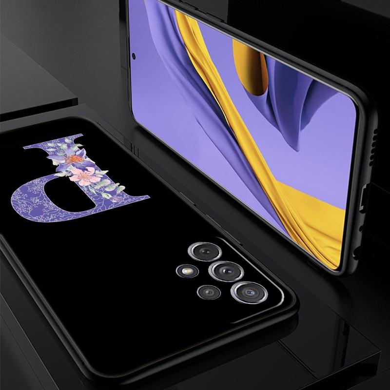 Letters Purple Flower Phone Case For Samsung Galaxy A17 A07 A55 A35 A25 A15 A05 A33 5G A31 A23 A21s A13 A41 A73 A53 A51 A71Cover