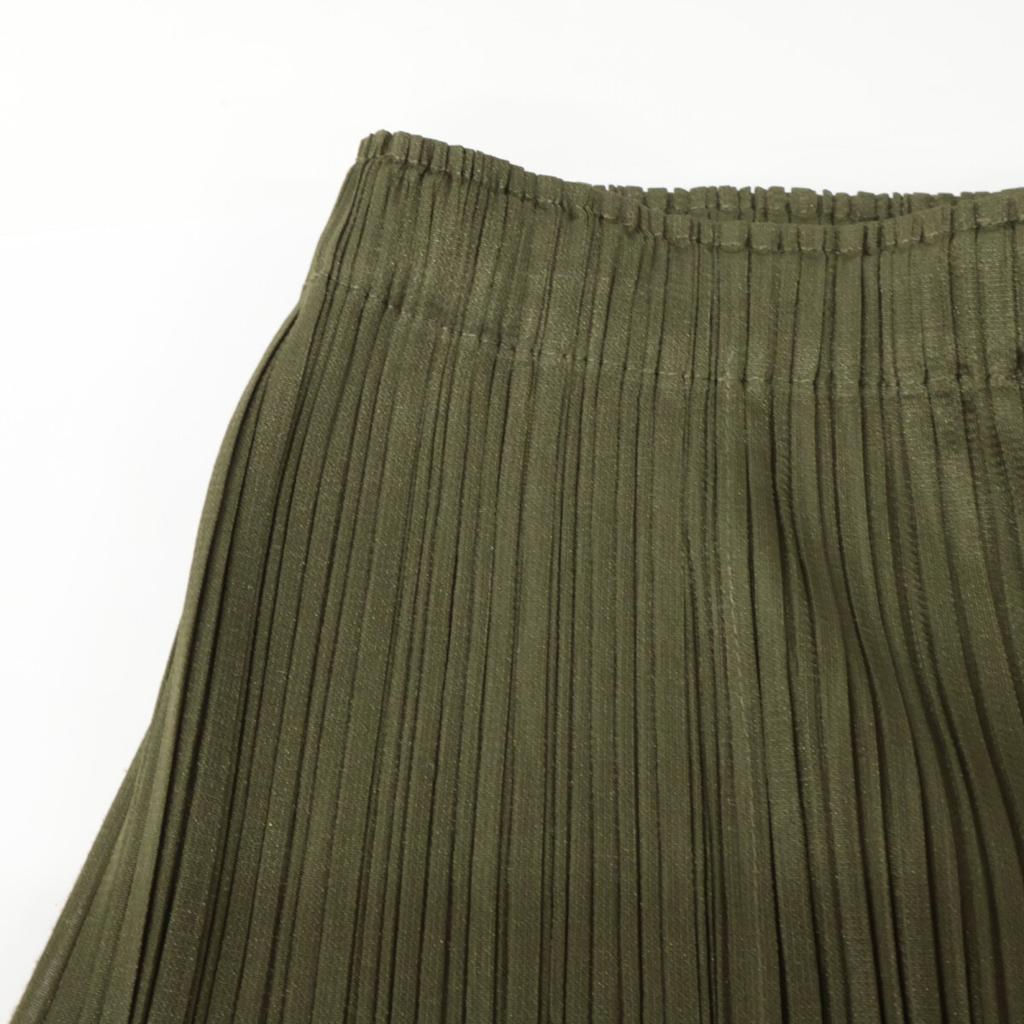 PLEATS PLEASE PP53-JF162 Khaki Pleated Design Cropped Pants Bottoms 3 khakiUsed