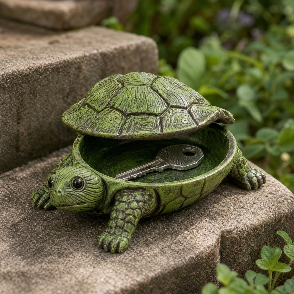 Resin Turtle Key Storage Box Decorative Desktop Organizer for Home Multifunctional Hidden Compartment Ornament Sculpture
