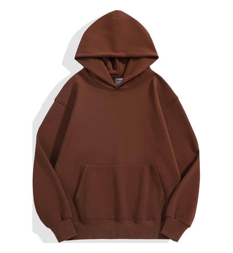 Fleece-Lined Drop-Shoulder Pullover Hooded Pocket Couple Hoodie Thickened Oversized Trendy Youthful Hooded Sweatshirt