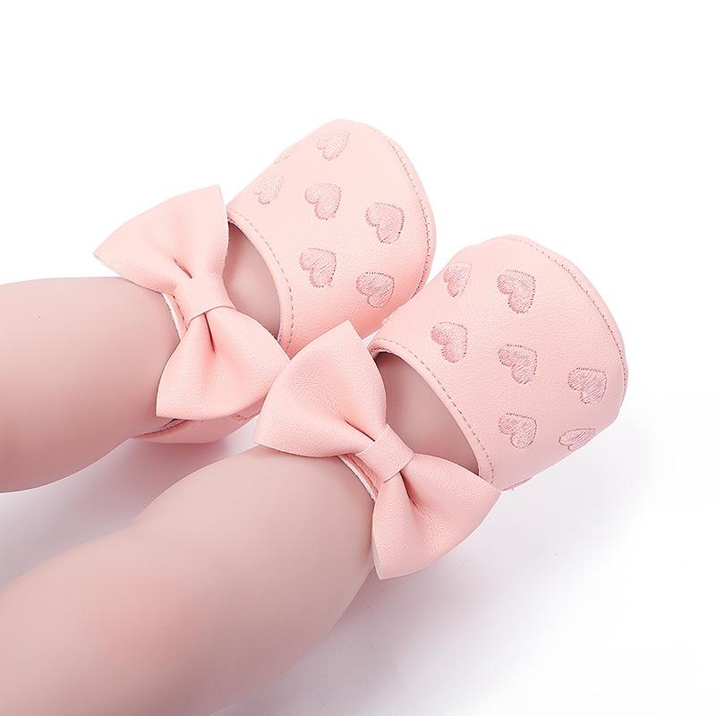 Girl Baby Princess Shoes Preschool Children's Anti slip Flat Bottom Soft Sole Cotton Baby Bed Shoes Cute Bow Baby Walking Shoes
