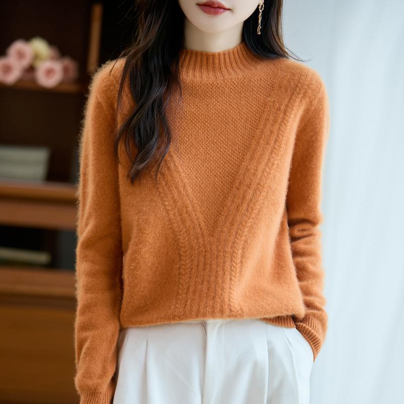 Dámský kašmírový svetr Kašmír Qinghe 30% kašmír 70% vlna podzimní a zimní pulovr hřejivý a módní