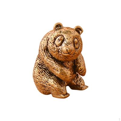 Brass Small Panda Statuette Micro Landscape Pandas Small-size Office Desktop Ornament Tea Pet Toy