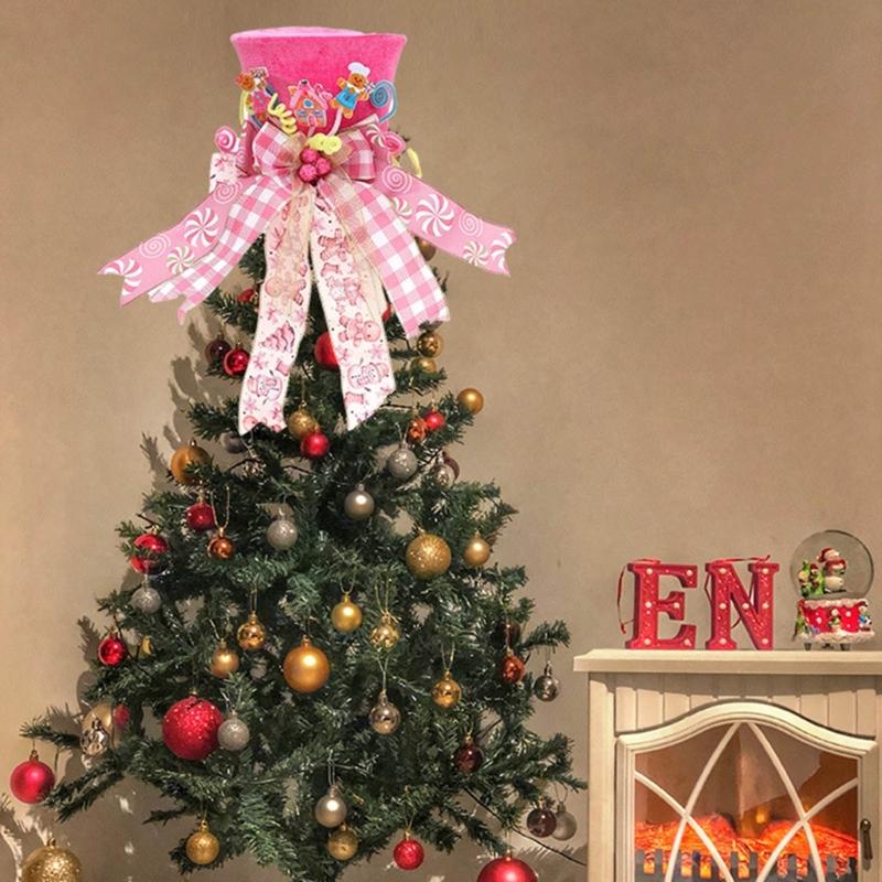 Folding Christmas Tree Top With Big Bowknot Embellishments for Indoor and Outdoor Winter Holiday Party Centerpieces