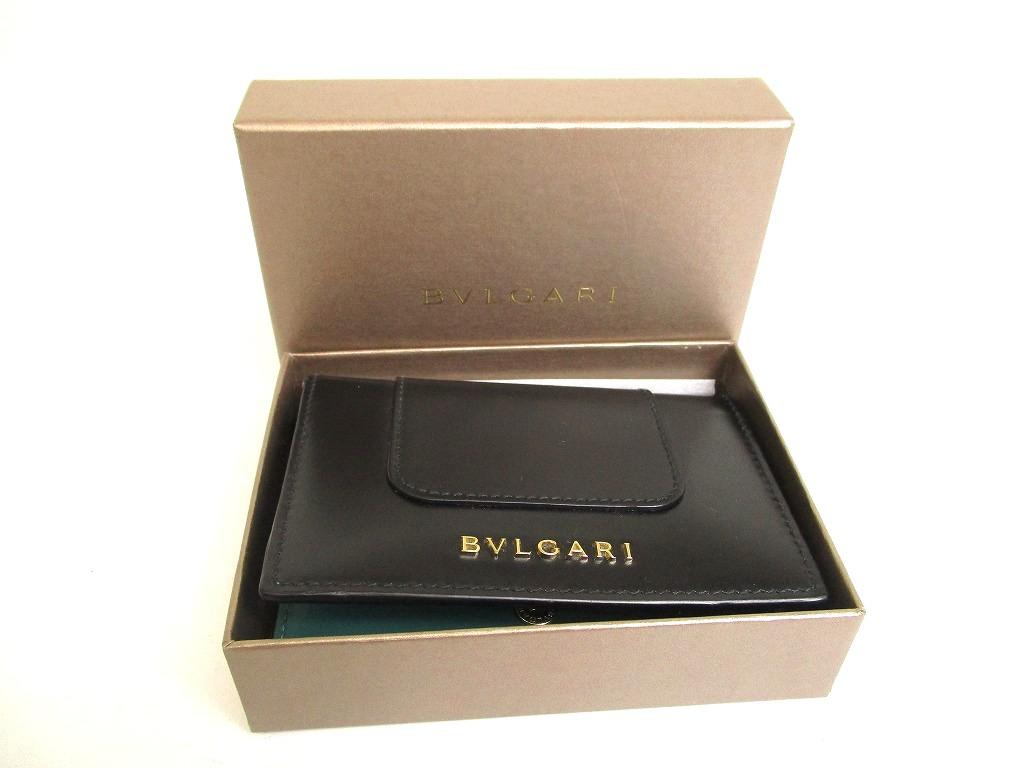 Authentisches BVLGARI Serpenti Forever Schwarzes Leder Visitenkartenetui Kartenhalter #b051 Geöffnete Schachtel