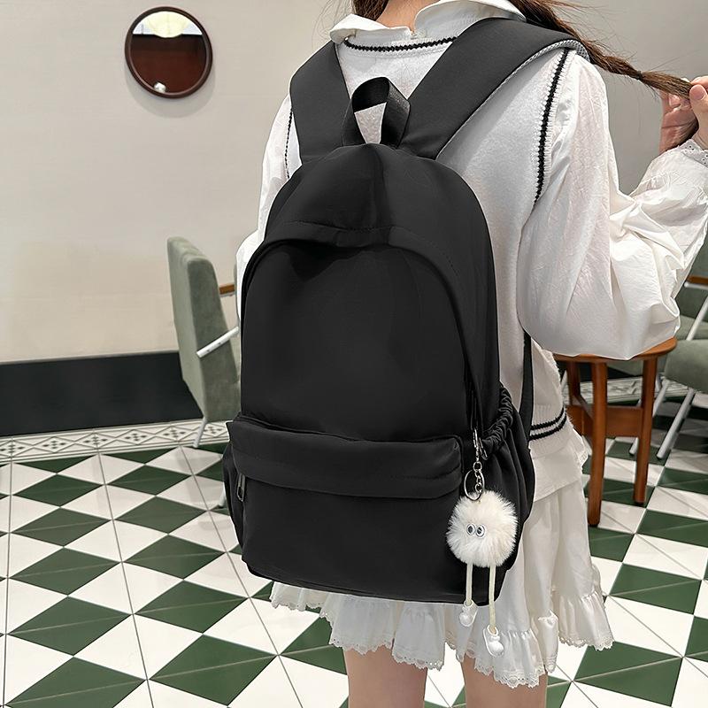 Schoolbag Schoolbag Junior High School Girls High Value Simple Versatile Solid Color College Student Backpack Female Ins High School Backpack