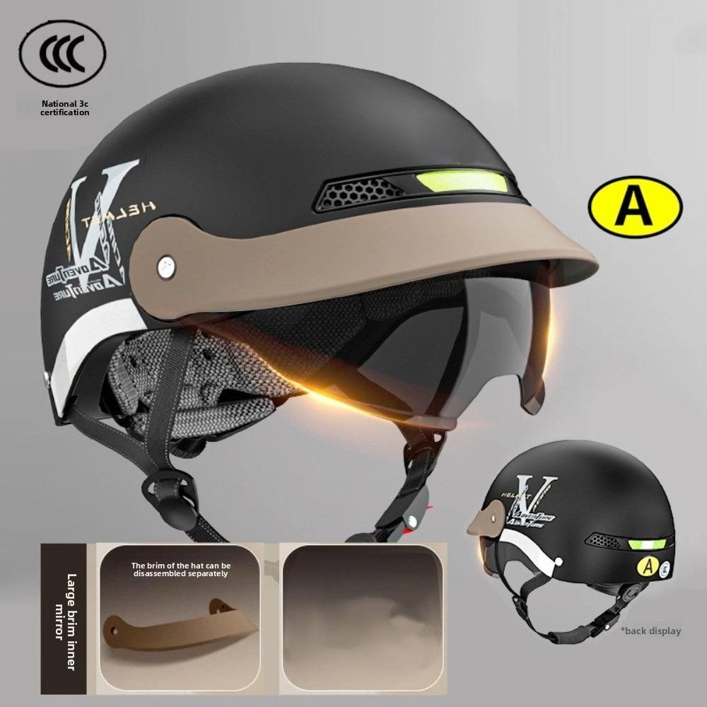 Half-face Helmet Motorcycle Helmet 3C Certification Breathable Motorcycle Equipment Anti-collision HD Tea-colored Lens