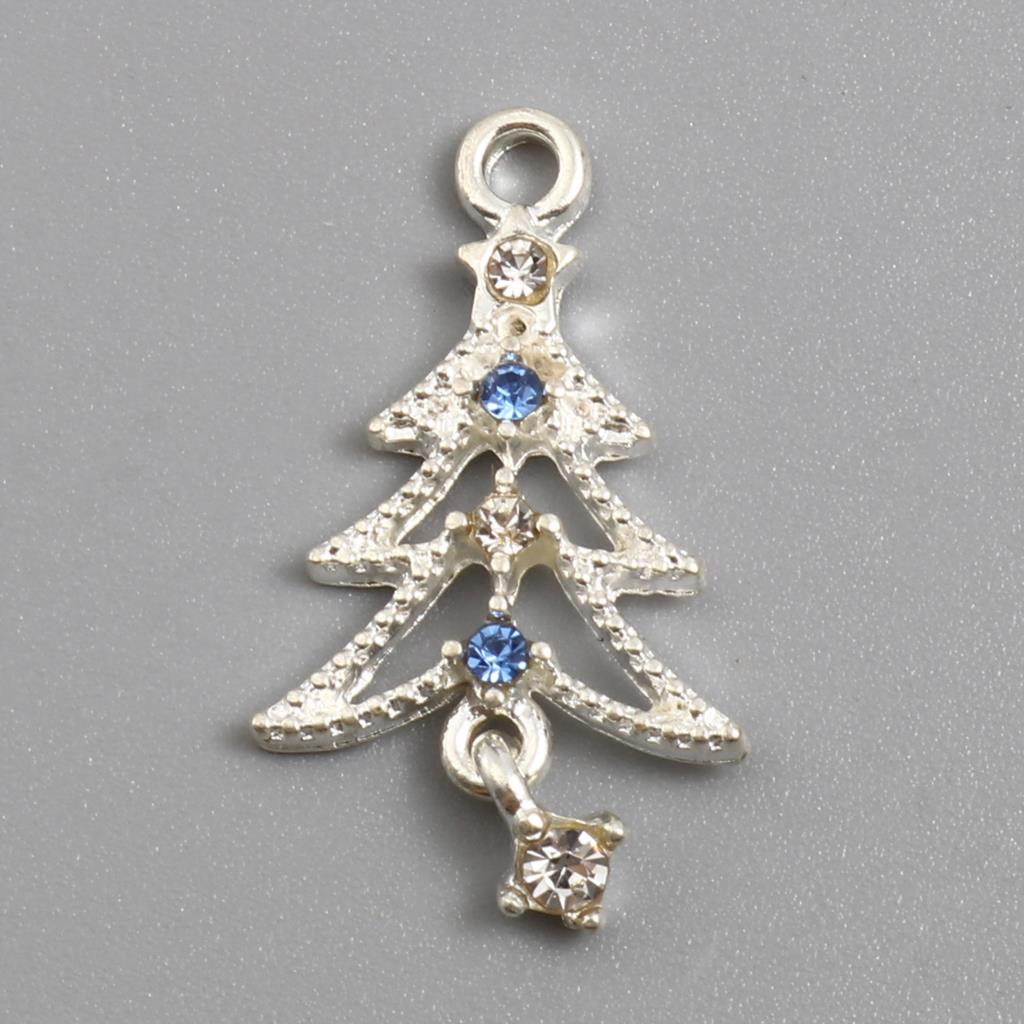 10 Piece Multicolor Christmas Tree Charms Pendant Bracelet Making Pendant Necklace DIY Anklet Earrings Jewelry Findings, 27x15mm