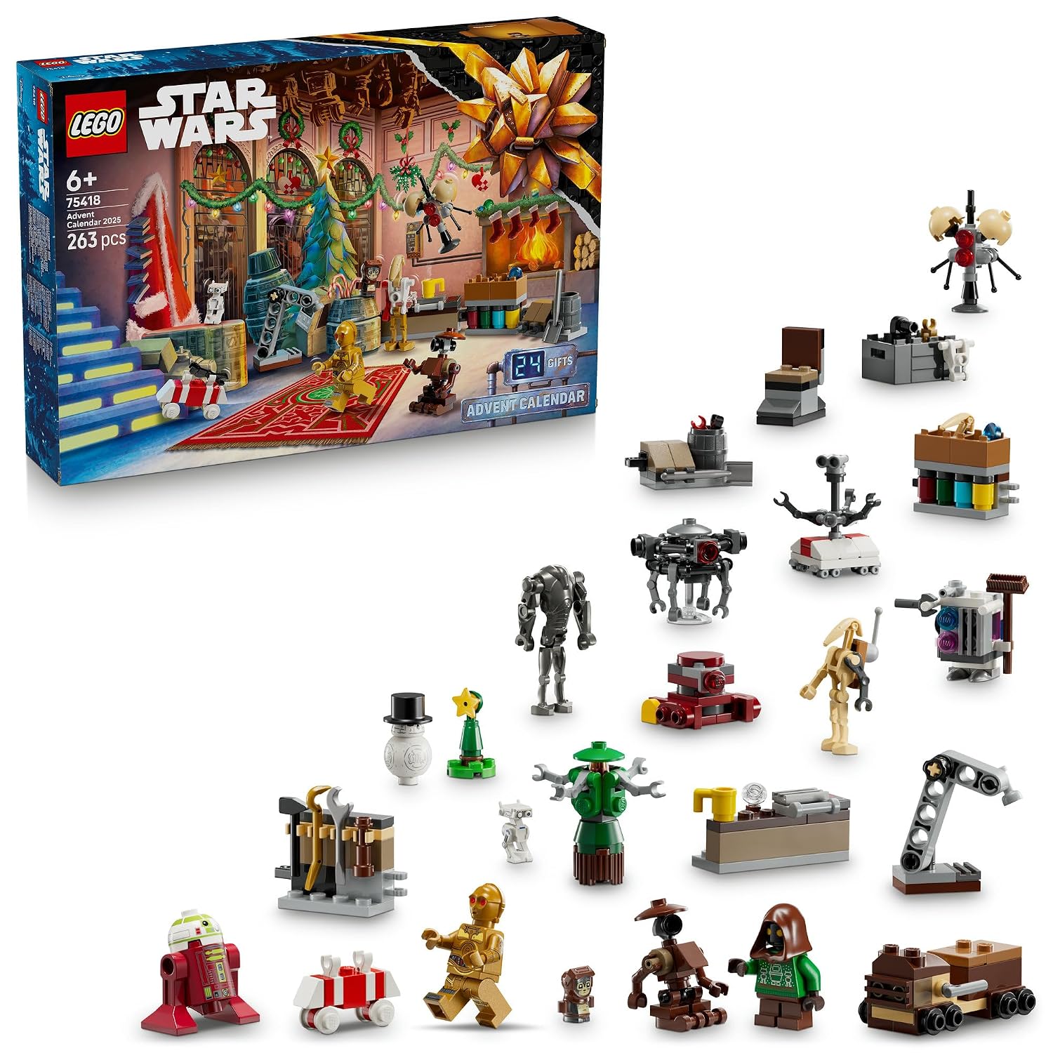 LEGO Star Wars Advent Calendar 2025 toy birthday gift block educational boys girls children 6 years 7 8 9 pretend play doll Christmas 75418