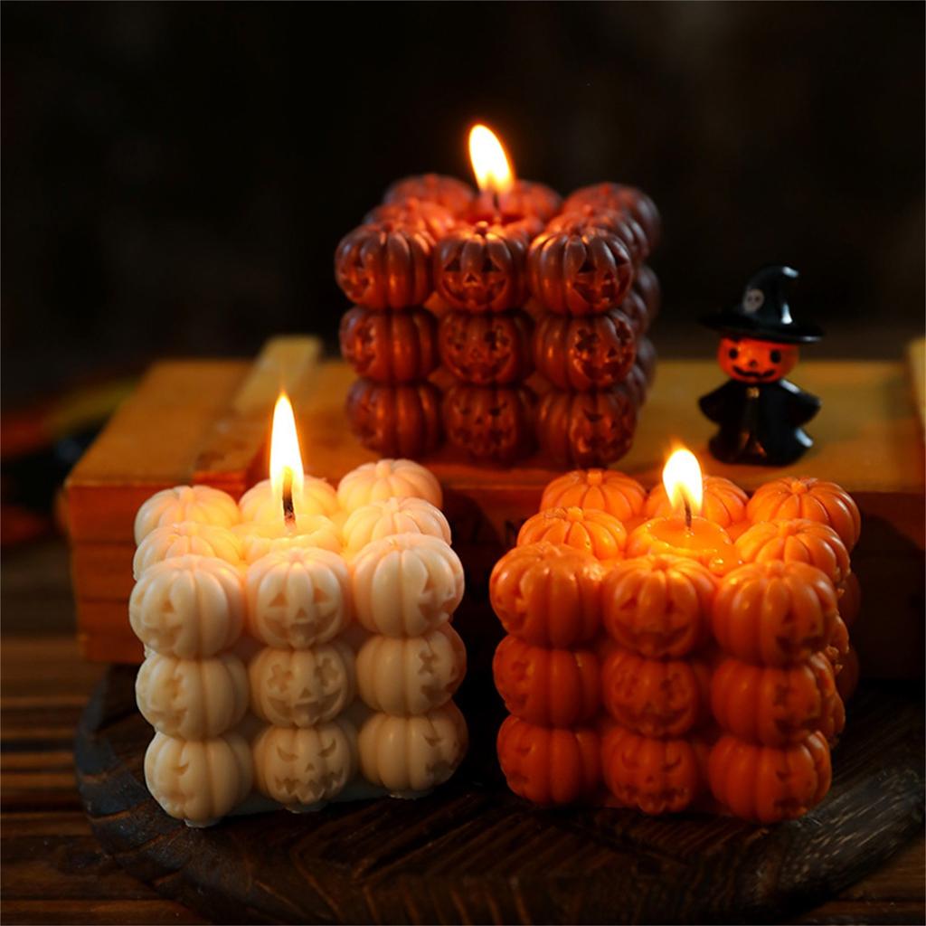 Halloween Cranium Hexahedron Pumpkin Aromatherapy Candle Handmade Cranium Candle Ornaments