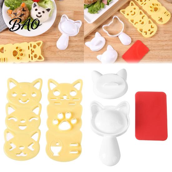 Kit Strumento Pressa per Onigiri, Stampini per Palline di Riso, Formine a Forma di Orso/Gatto/Cane/Panda Cartone Animato, Stampo in Plastica per Alimenti per Bambini, Stampo per Sushi Bento Lunch Box Picnic