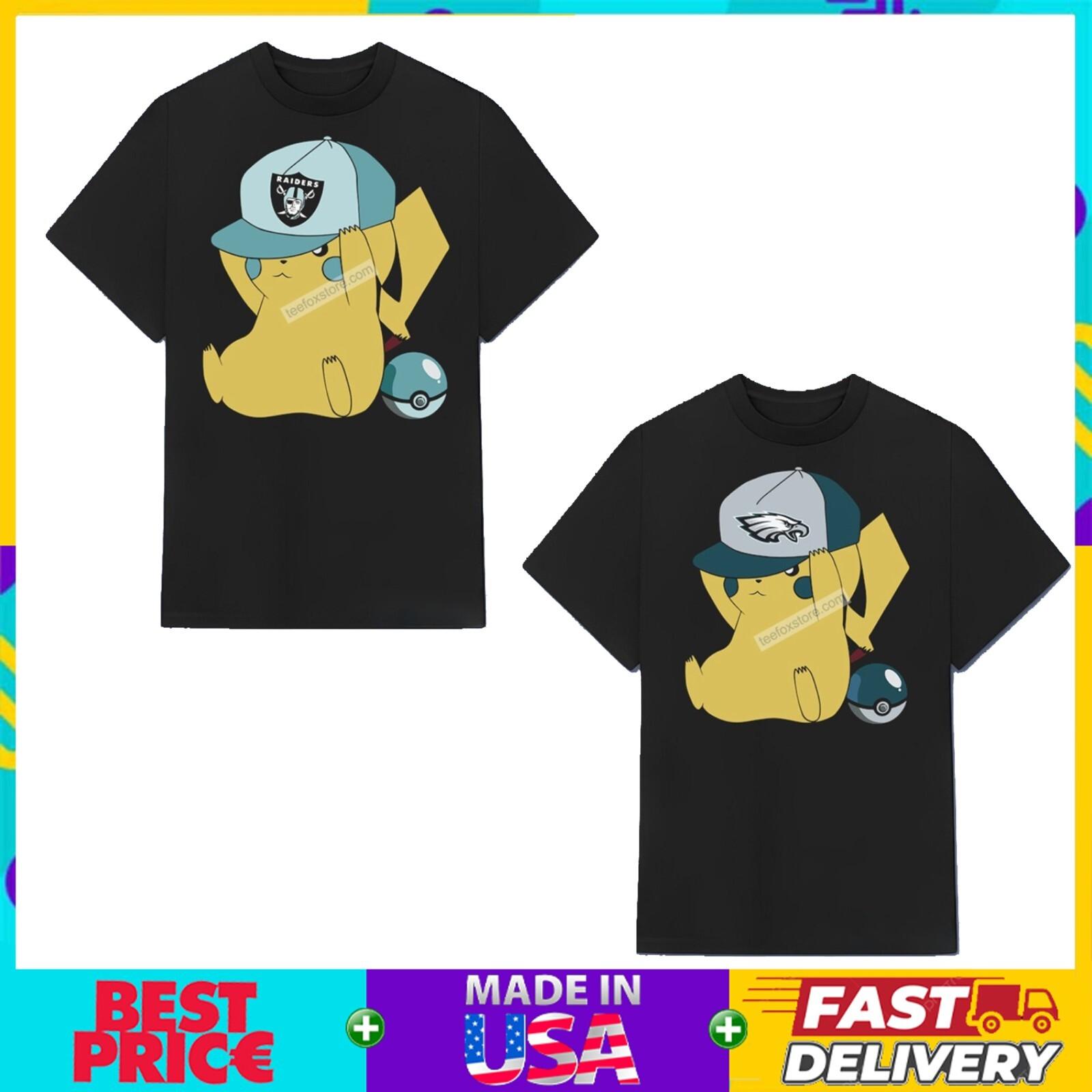 Pikachu Las Vegas Vs Philadelphia Football Team Graphic T-Shirt For Fans Gift XXL