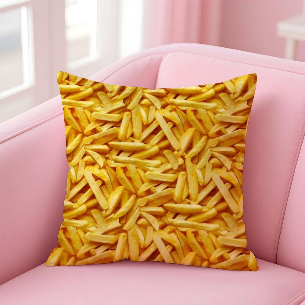 Yummy Cute Food Art Fried Egg Pizza Waffle Cushion Cover Pillow Case Soft Skin Friendly Fabric Concealed Zipper