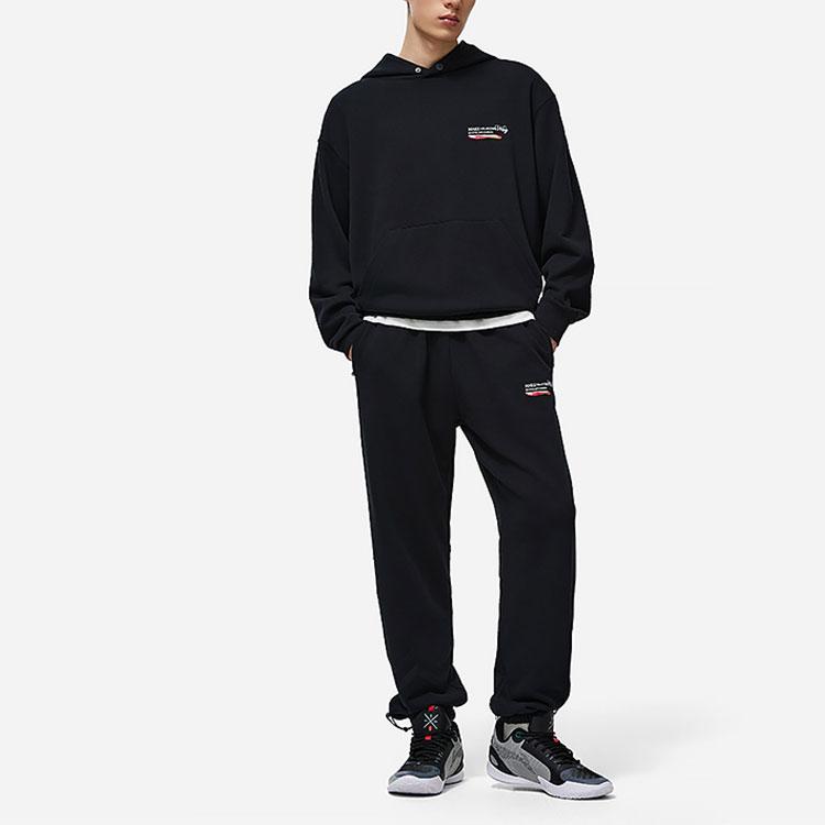 Li Ning Wade Series Printed Letter Hoodie Men Hoodies Black AWDU013-1