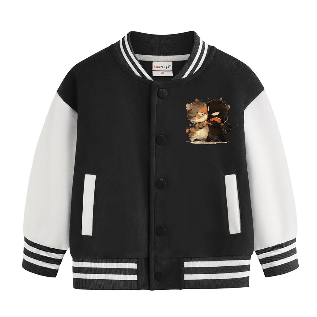 Boys' 2026 Fleece-Lined Baseball Jacket for Spring and Autumn