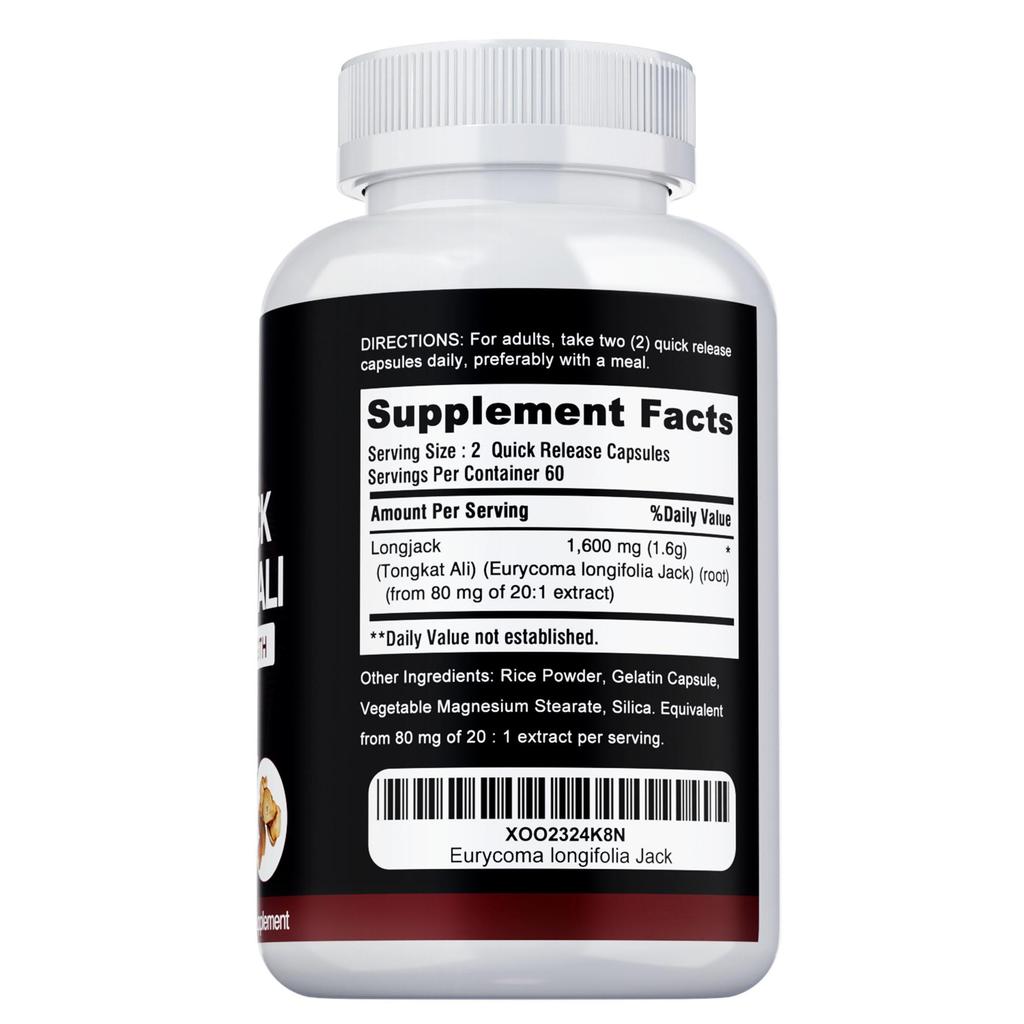LONGJACK TONGKAT ALI - 1600 mg Per Serving - Herbal Extract - Supports Mental Focus and Strength Gains