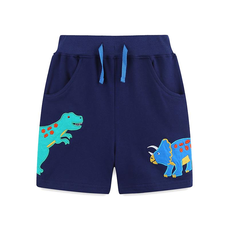 

Summer New Arrivals Boys Shorts Cartoon Dinosaur Embroidered Casual Cropped Trousers Medium & Small Children s Sports Shorts with Pockets 2Y(90cm)