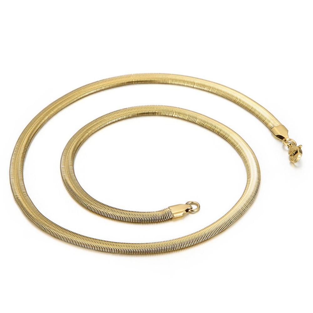 Collana Choker a Spina di Pesce Placcata Oro 5MM Acciaio Inossidabile 316L Collana a Catena Snake per Donne Uomini Gioielli Regalo Ingrosso