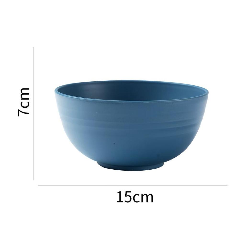 Durable Wheat Straw 15cm Noodle Bowl with Lid - Ideal for Dorms and Kids