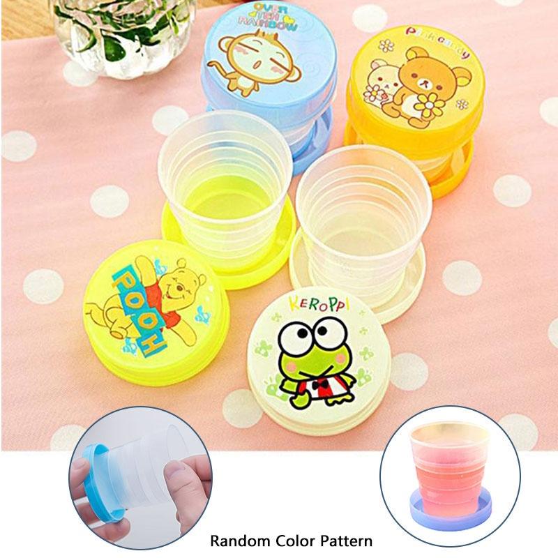Cartoon Creative Foldable Cup Portable Plastic Travel Mug Hygienic Lightweight