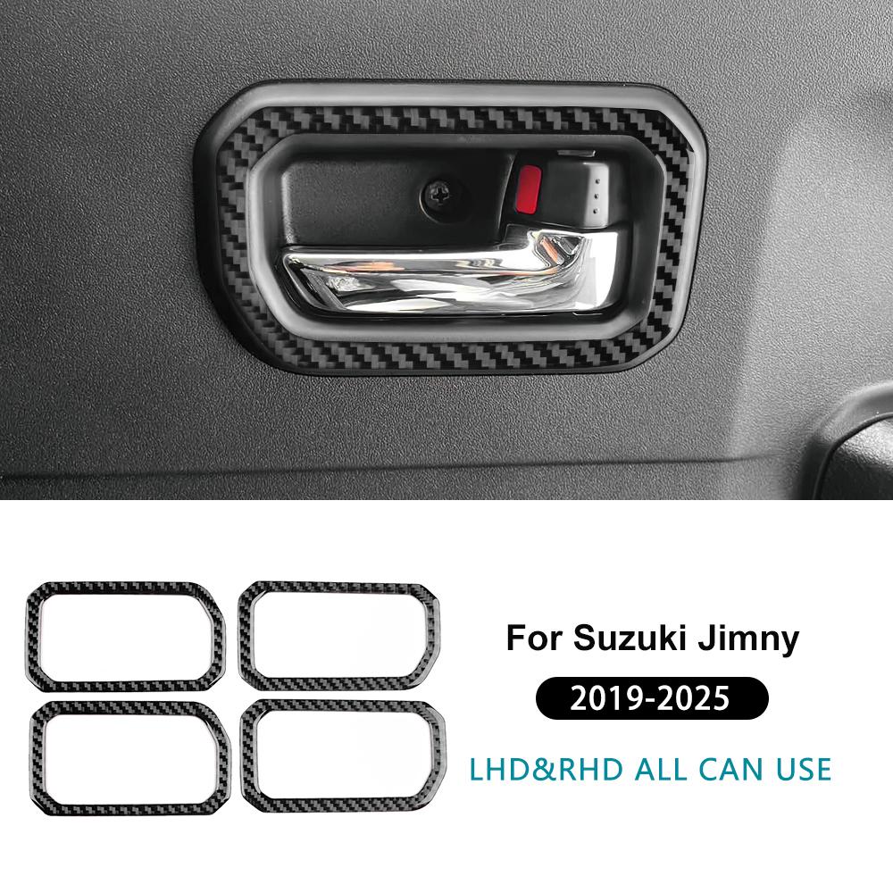 Real Soft Carbon Fiber Sticker For Suzuki Jimny 2019 2020 2025 2025 2025 2025 2025 LHD RHD Car Door Inner Handle Frame Trim