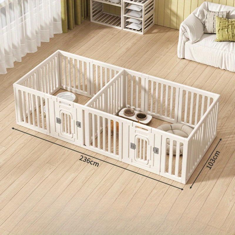 Modulares Haustierlaufgitter, Kunststoff-Tierzaun für drinnen/draußen, kleiner/mittelgroßer Hundekäfig, Kaninchengehege mit Tür, sicher