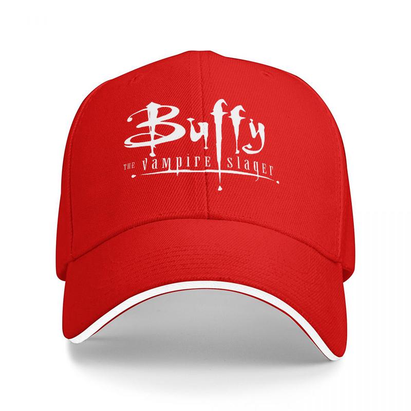 Buffy the Vampire Slayer Logo Baseball Cap Black with White Trim Classic Adjustable Hat for Fans of the Iconic TV Series