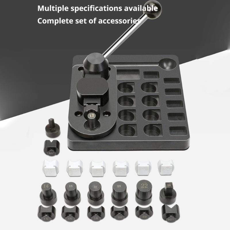 Jewelry Ring Bender Machine Manual Lever Forming Tool with 6 Nylon and 6 Metal Dies, Mounted Base for Ring Shaping Tasks and Jewelry Work
