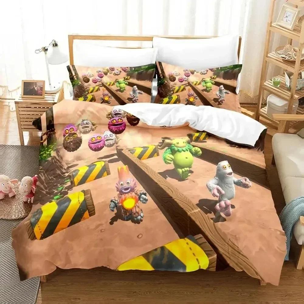 Luxuriöses Neues 3D-Druck Spiel My Singing Monsters Bettwäsche-Set Bettbezug Bettset Steppdeckenbezug Kissenbezug Größe Jungen Erwachsene Bettwäsche-Set