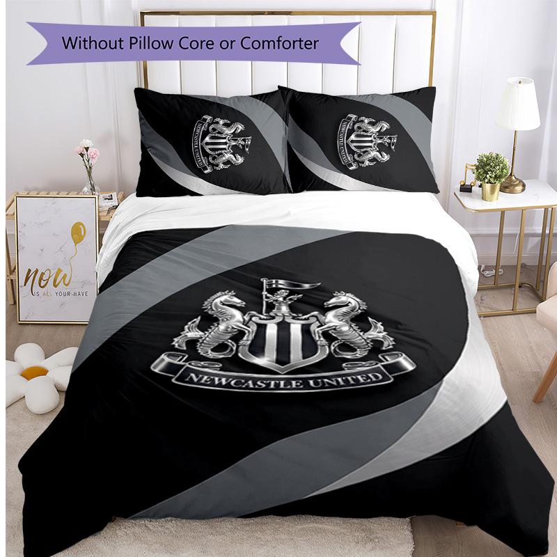 Newcastle United Football Printed 3 Pieces Bedding Set, Comfortable Skin Friendly Bedroom Duvet Cover Set
