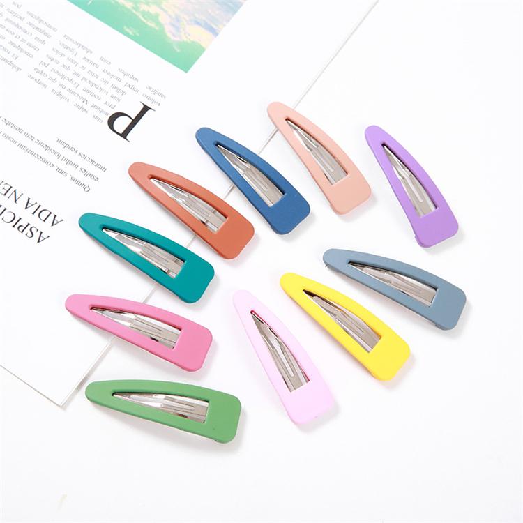 PL Water Drop Type Matte Texture Bb Clip Candy Color Cross Word Korean Girl Heart Hair Clip