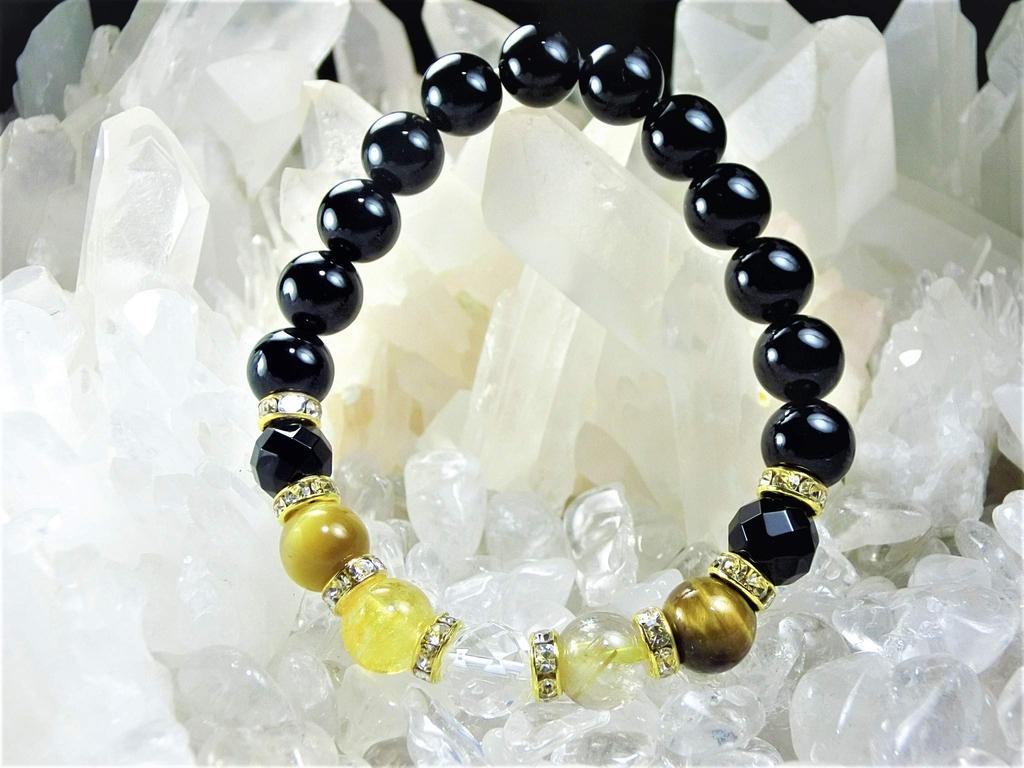 Leaf Stone Your 5 Wealth Tiger Gold Rutilated Power Stone Bracelet for Men and Natural Pebbles Small 15cm Women with Small [Improve Fortune! Stones]
