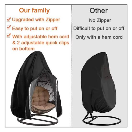 Závěsný kryt houpací sítě Heavy Duty Oxford Cloth Odolný proti povětrnostním vlivům Vodotěsný Venkovní Patio Jednomístný Dvojmístný Houpačka Kryt na vejce se zipem