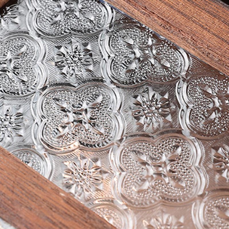 Caixa de Armazenamento de Vidro Flor Haitang Armário de Armazenamento de Madeira Maciça Retrô Nórdico Classificação de Mesa Caixa de Madeira Basculante Decoração de Mesa de Maquiagem