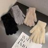Simple Colorful Thermal Gloves With Faux Fur Lining For Winter Wear