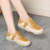 Mom Shoes Comfortable Flat Shoes For Women Hollow Hole Middle-Aged And Elderly Women's Shoes Summer Soft-Soled Leather Shoes
