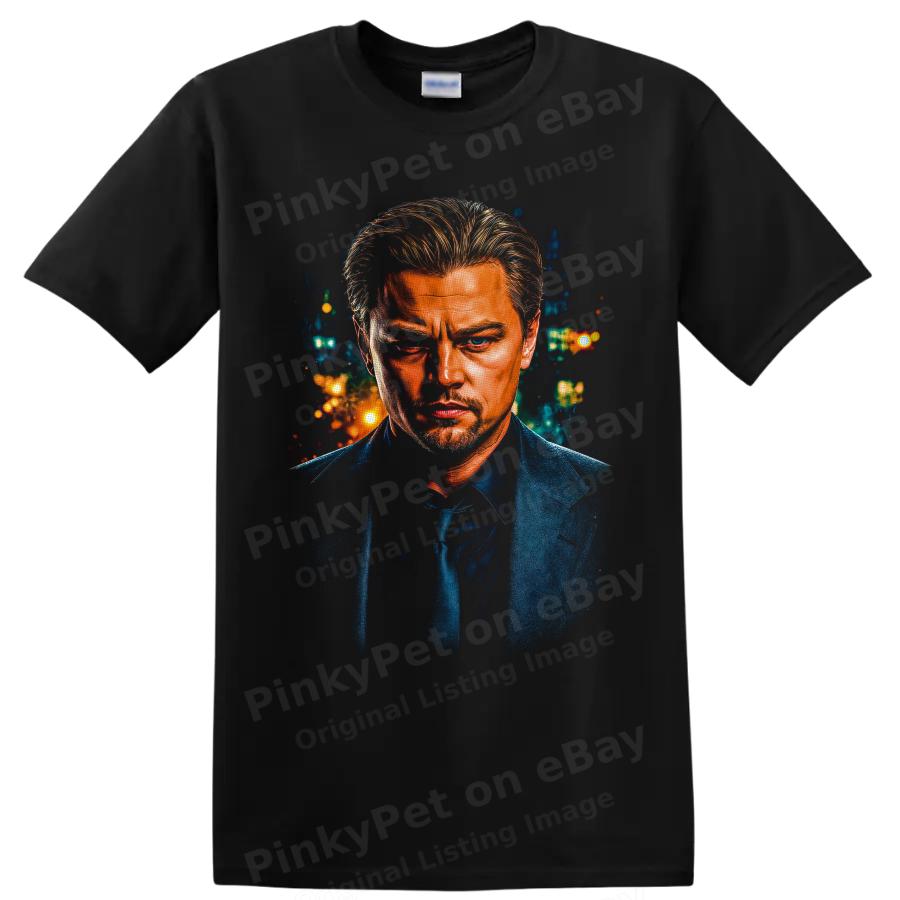 Dominic Cobb Inception Movie Portrait T Shirt W/ Neon City Night Art Tee Artwork