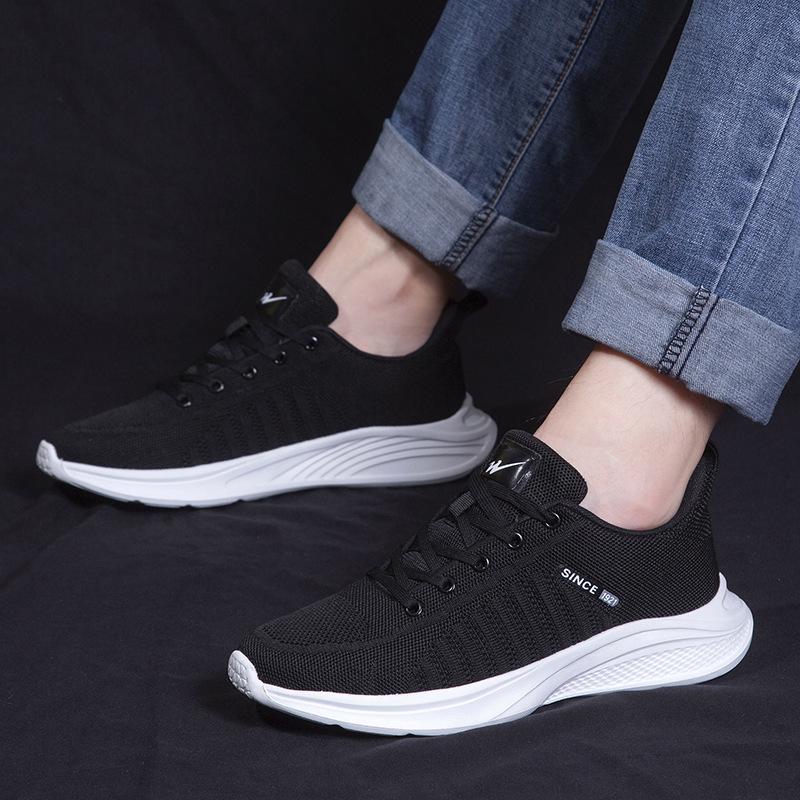 Men'S Shoes Fashion Sports Shoes Breathable Fly-Woven Lace-Up Running Shoes Korean Version Casual Low-Top Trendy Shoes