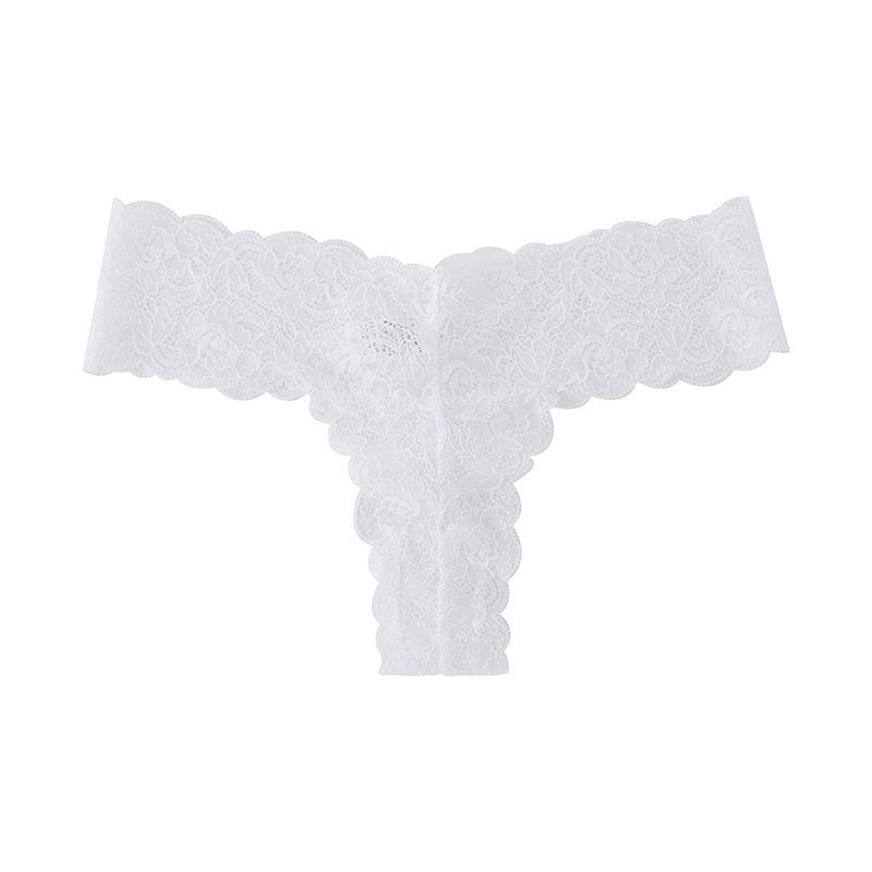 

European American Sexy Lace Hollow Thong: Seamless, Sporty, Breathable, Comfortable Temptation Panties for Women Large білий