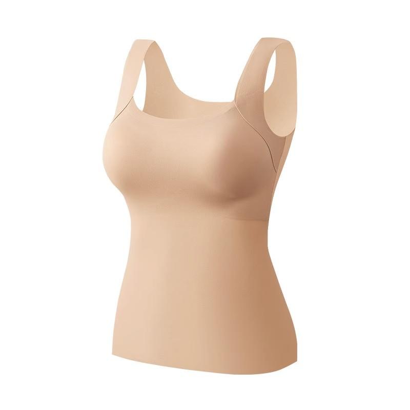Underwear Women's Bottoming Shirt with Vest Fixed Cup Close-fitting Vest Women's Autumn and Winter with Chest Pad Women's Thermal Vest