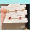 Gold Plated Zircon Flower Jewelry For Ladies Elegant Hand Chain Gift