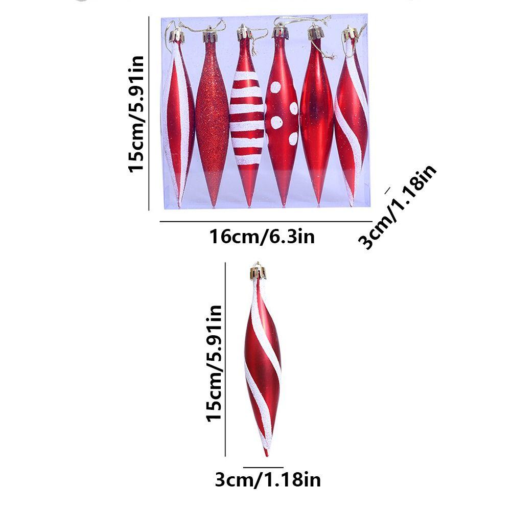 6 Stück Rote Farbe Weihnachtsbaumdekoration Galvanisiertes Finish Kunststoffmaterial Weihnachtsdekorationen Handgefertigt Einzigartiges Muster