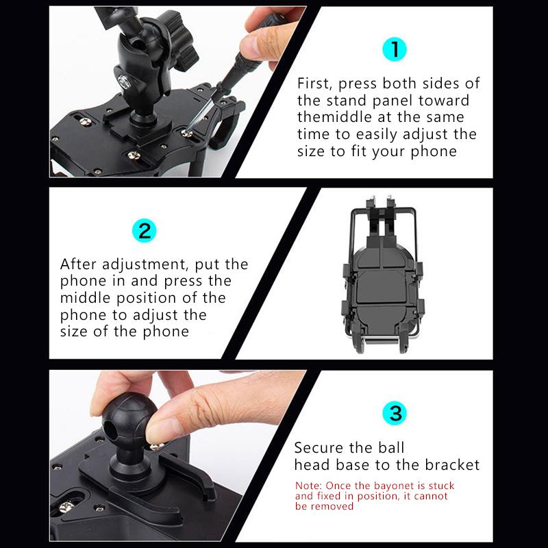 SEAMETAL Motorcycle Bike Phone Holder with Shock Absorber Bicycle Handlebar Rearview Mirror Mount for 4.7-7.1inch Phone Bracket