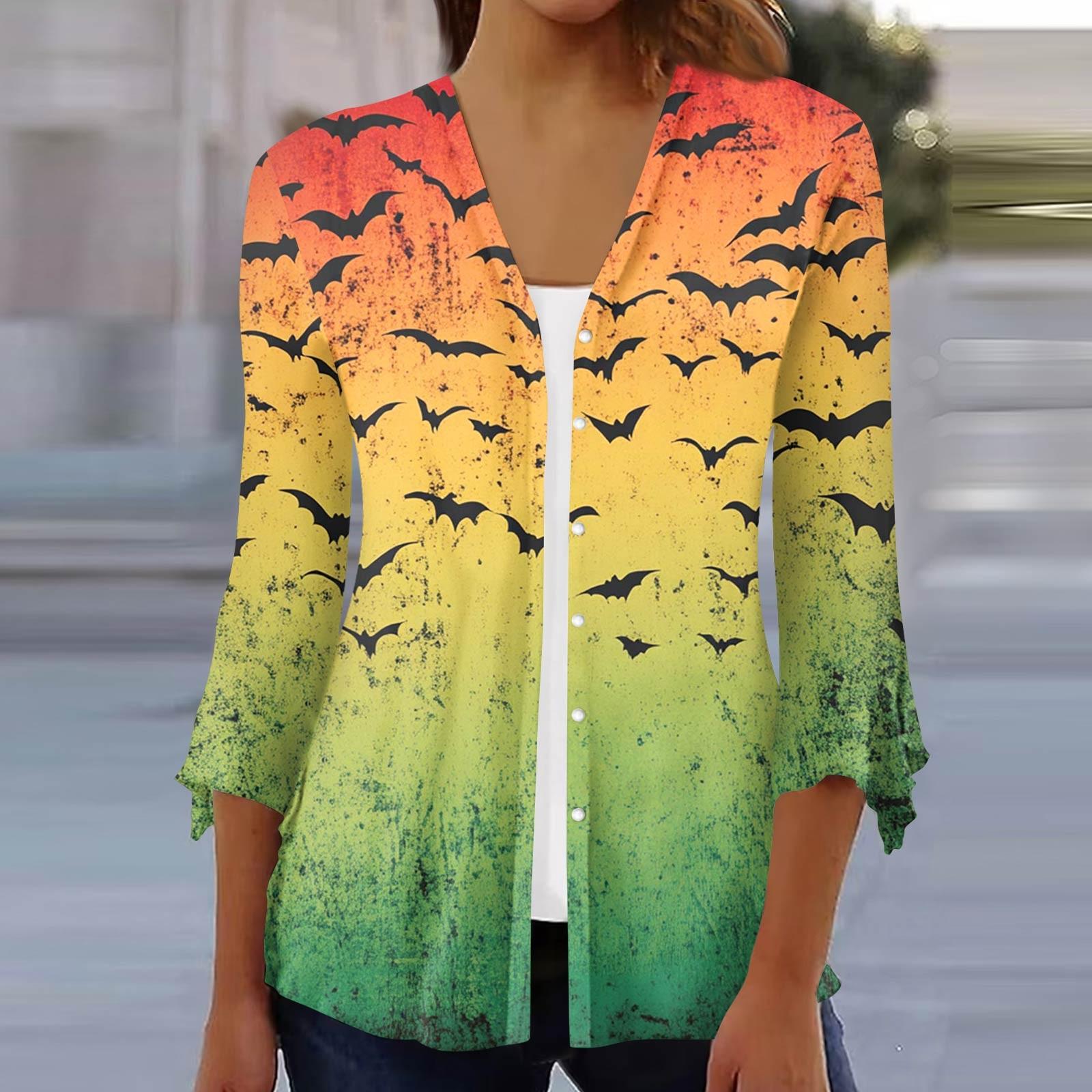 

Женский свободный повседневный кардиган-топ с принтом и рукавами семь восьмых на пуговицах XXL