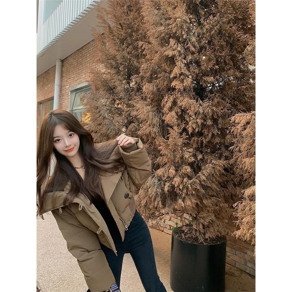 

Thickened cotton-padded jacket short loose down cotton-padded jacket women s winter bread jacket large lapel cotton-padded jacket L