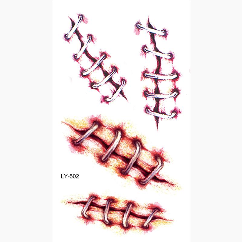 Waterproof Halloween Temporary Tattoos: Bloody Wound Scar Horror Stickers