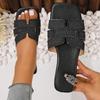 Women's Solid Color Square Head Slip-On Slippers - Breathable, Flat Design for Home, European & American Style