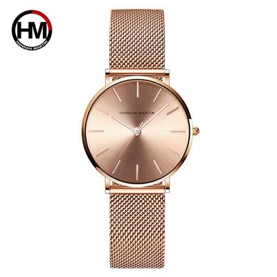 36mm dial clássico feminino completo rosa ouro malha feminino japão quartzo casual à prova dwaterproof água senhoras relógios