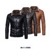 Winter velvet lapel PU leather jacket for men, fashionable large size men's leather jacket for men
